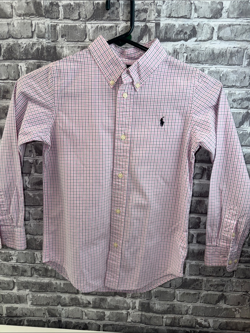 Ralph Lauren Boys Pink & Blue Micro-Check Button-Down‎ Shirt